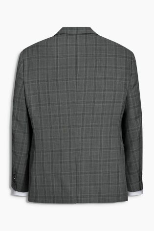 Grey Check Tailored Fit Suit: Jacket